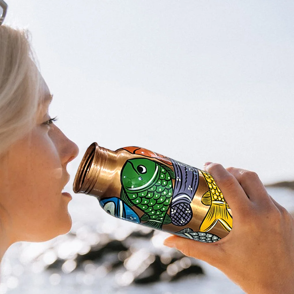 Copper Bottle Fish Design Hand-painted - Image 3