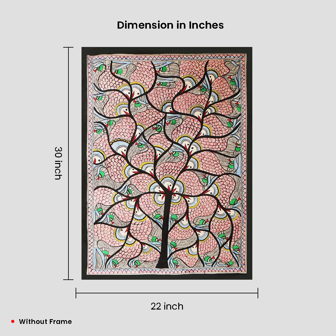 Madhubani Tree of Life Painting Mithila Art - Image 4