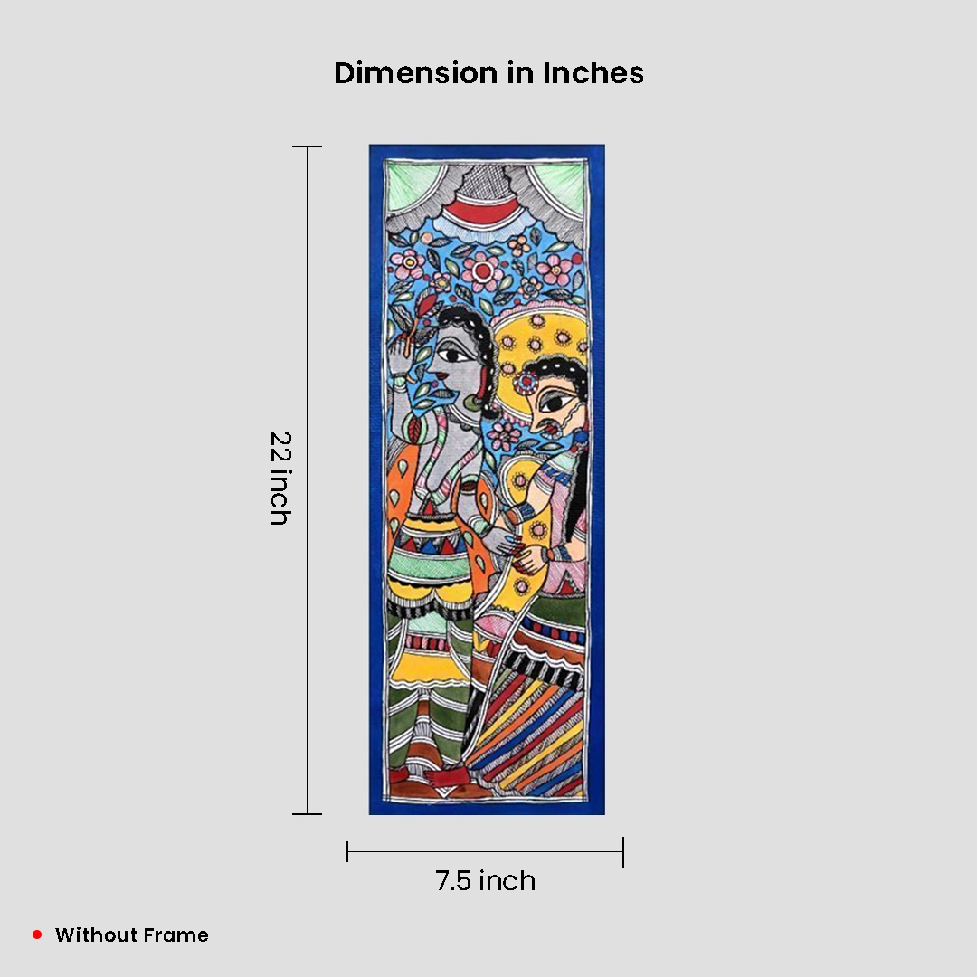 Radha Krishna in Bloom Madhubani Painting - Image 4