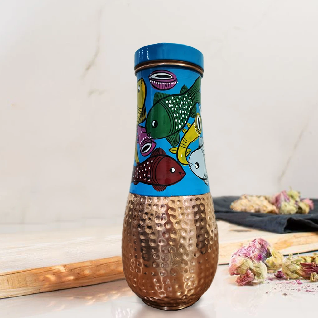 Surahi Copper Bottle - Fish Design - Image 2