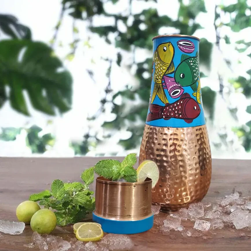 Surahi Copper Bottle - Fish Design