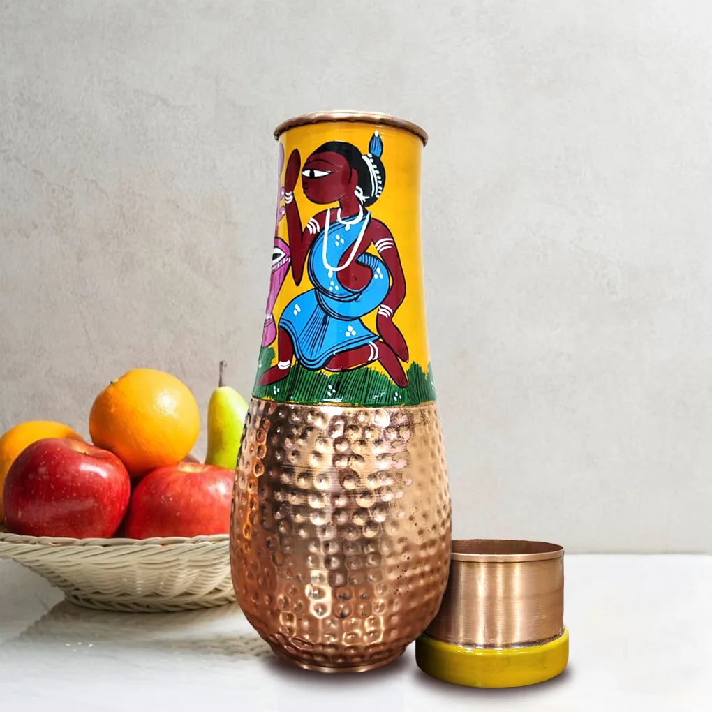 Surahi Copper Bottle - Tribal design - Image 2