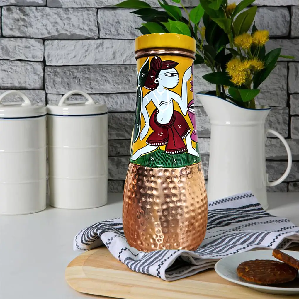 Surahi Copper Bottle - Tribal design