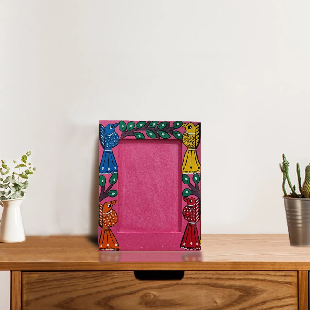 Hand-Painted Pattachitra Photo Frame (Bird)