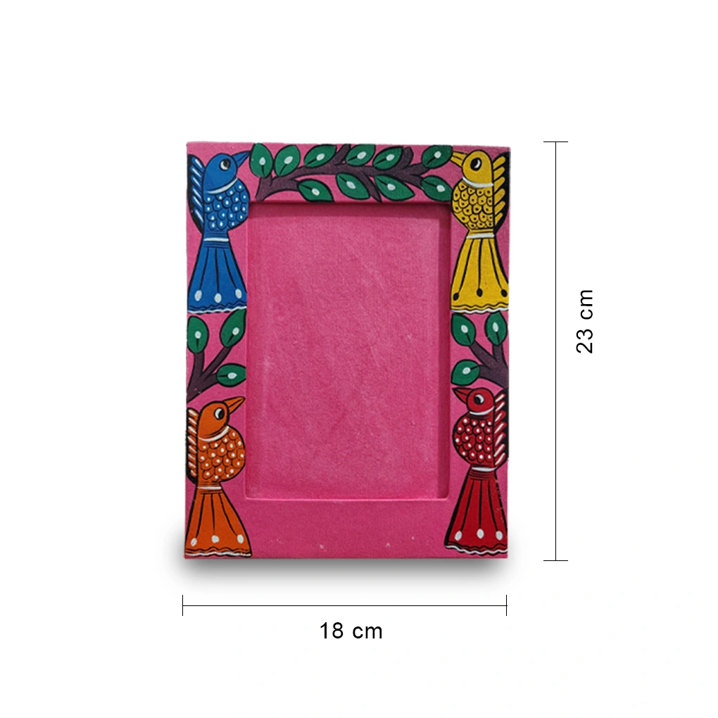 Hand-Painted Pattachitra Photo Frame (Bird) - Image 2