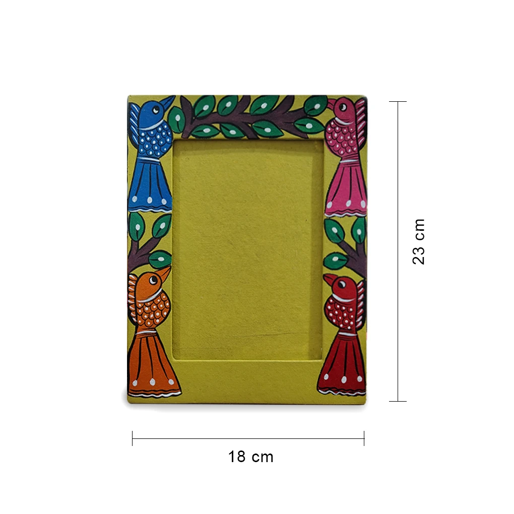 Hand-Painted Pattachitra Photo Frame (Bird) - Image 2