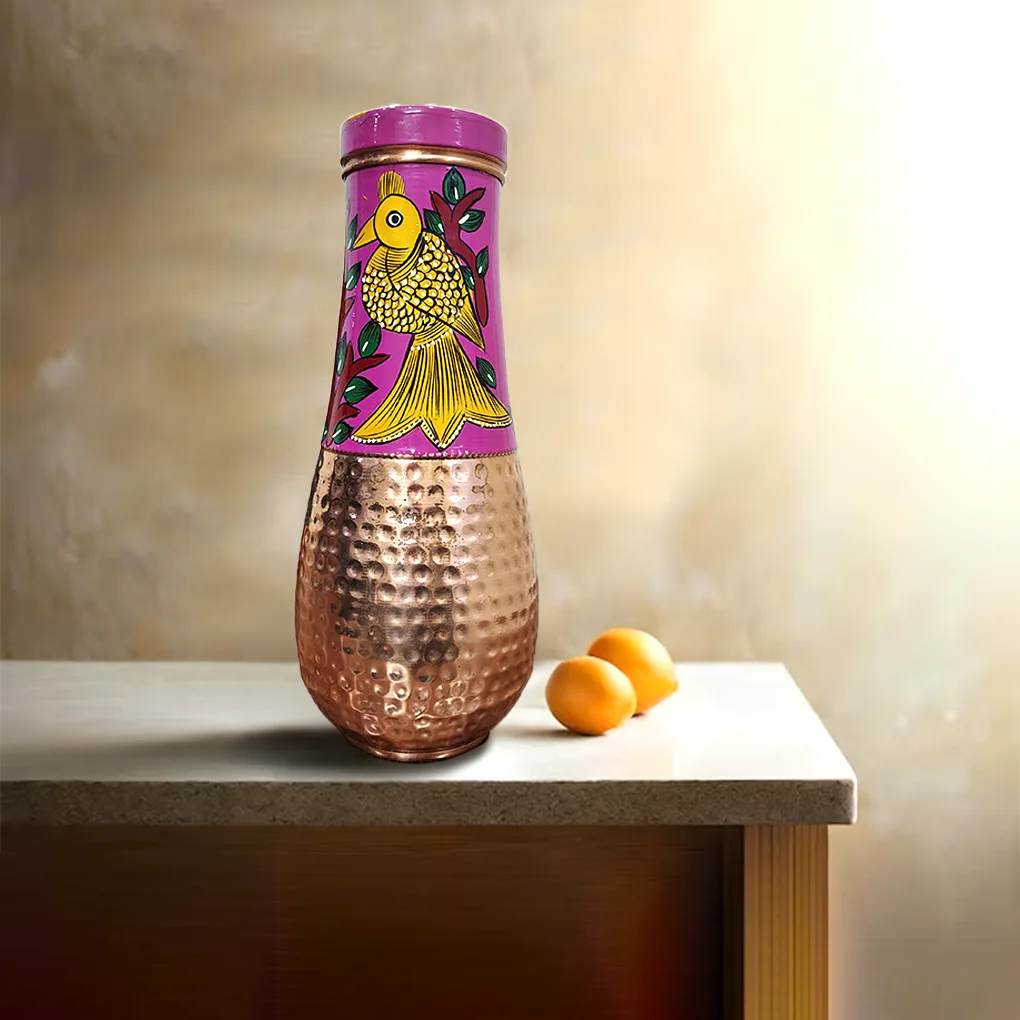 Surahi Copper Pot - Bird Design - Image 2