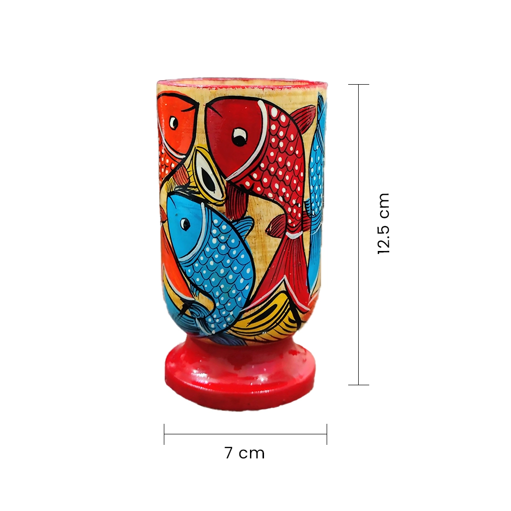 Hand-Painted Pattachitra Wooden Pen Stand/Cutlery Holder - Image 4