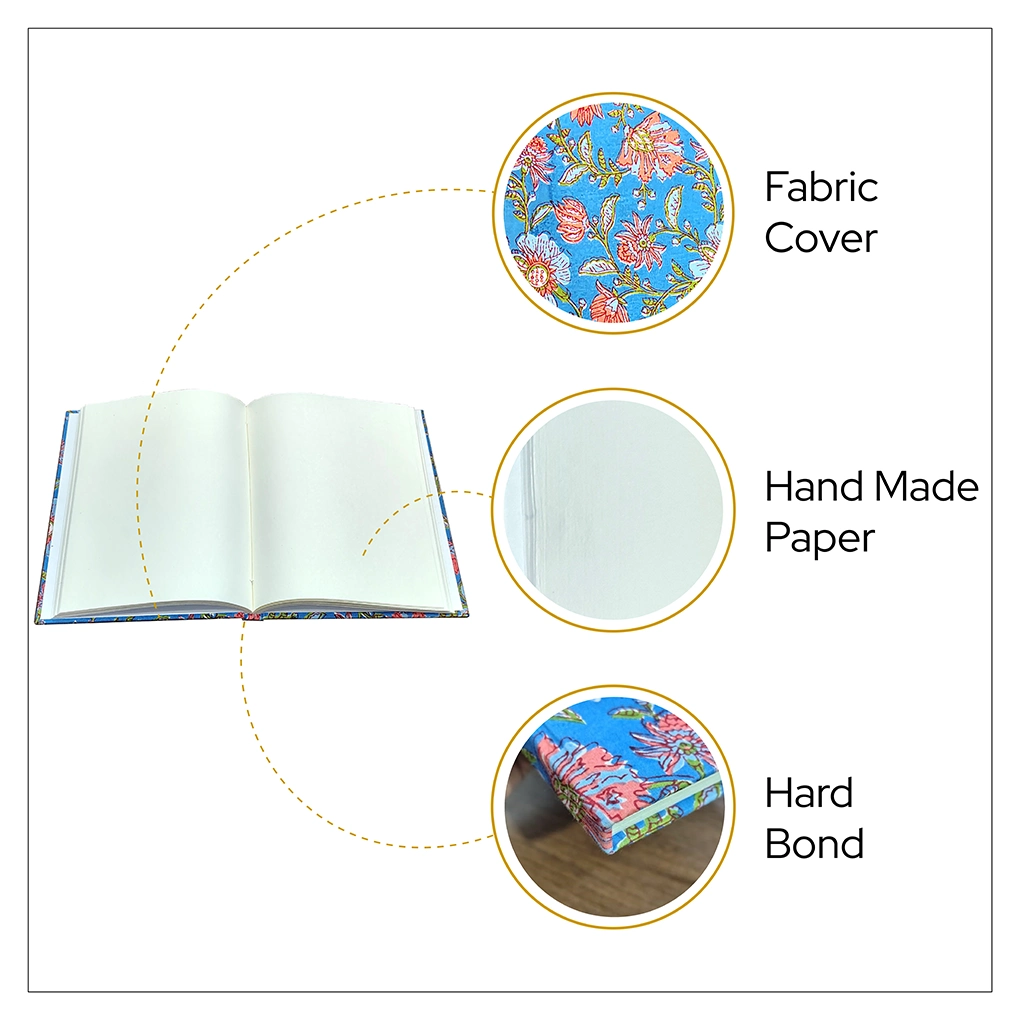 Handcrafted Hardbound Fabric Cover Diary - Image 2