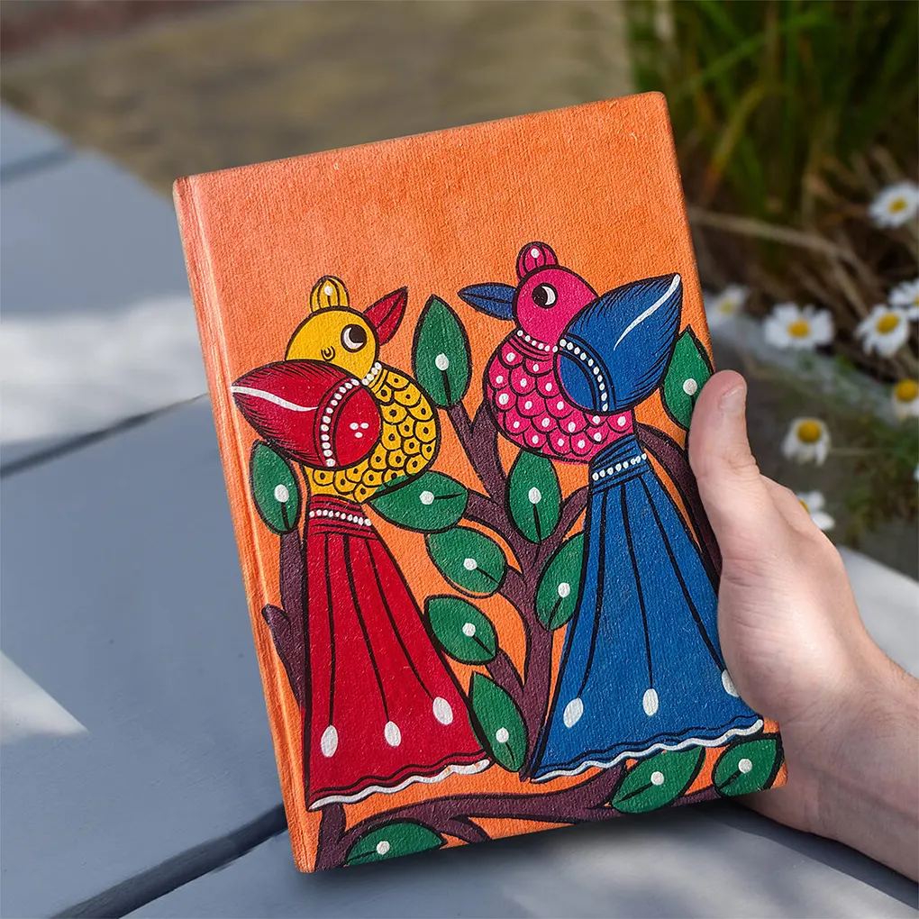Hand-Painted Pattachitra Diary - bird design