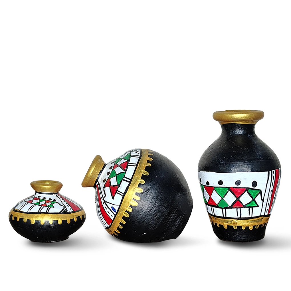 Decorative Terracotta Pots Vases (Set of 3) - Image 2