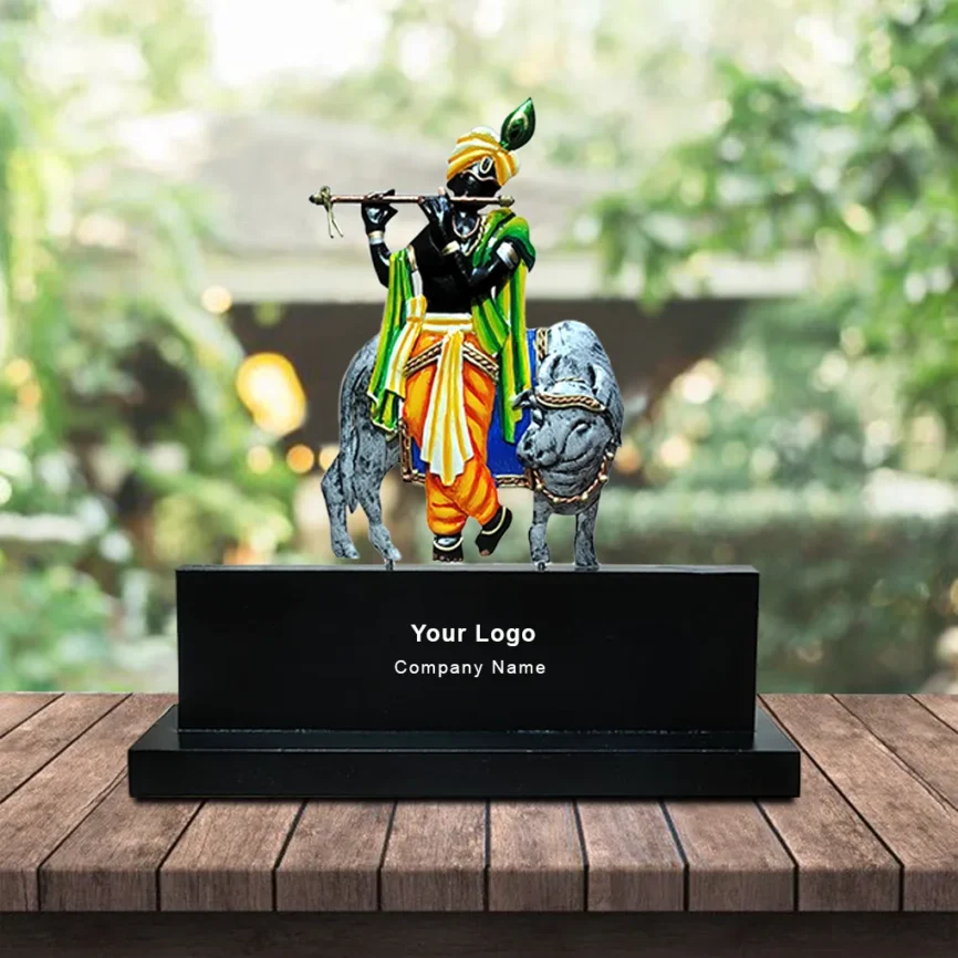 Handcrafted Lord Krishan & Cow Momento For Gifting