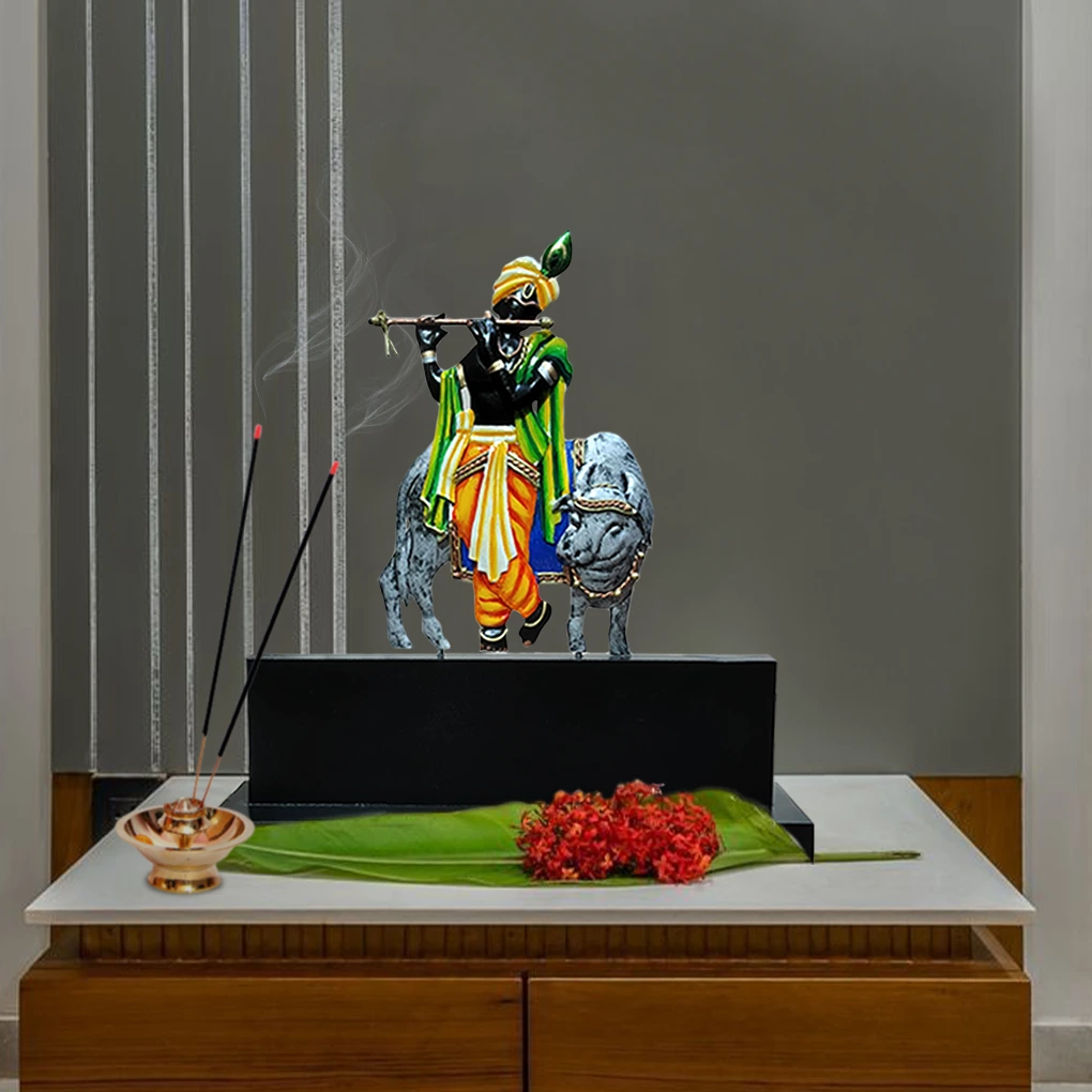 Handcrafted Lord Krishan & Cow Momento For Gifting - Image 2