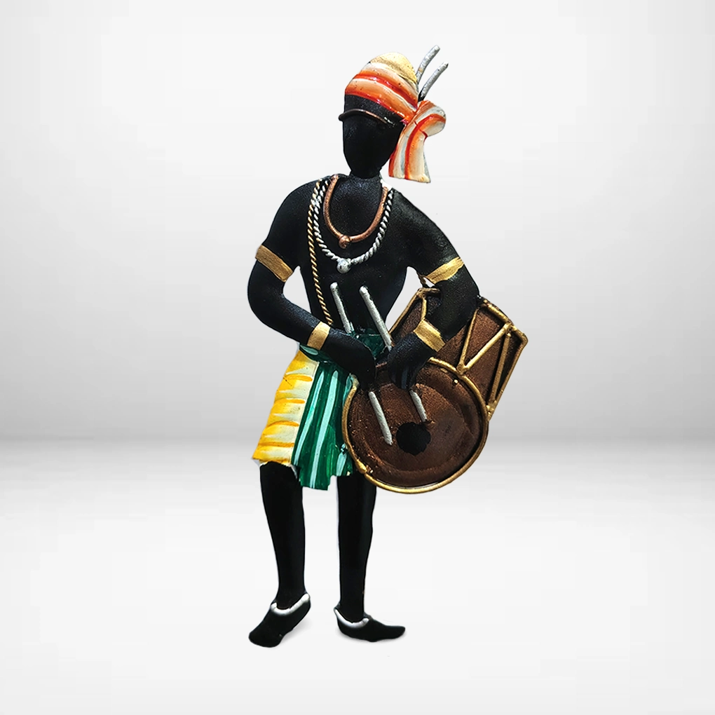 Bastar Tribal Art Dhol Momento - Handcrafted - Image 3