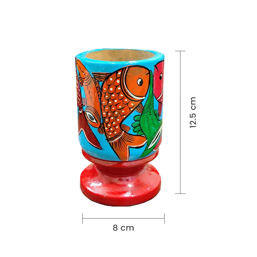 Hand-Crafted Pattachitra Wooden Pen Stand/Cutlery Holder - Image 5