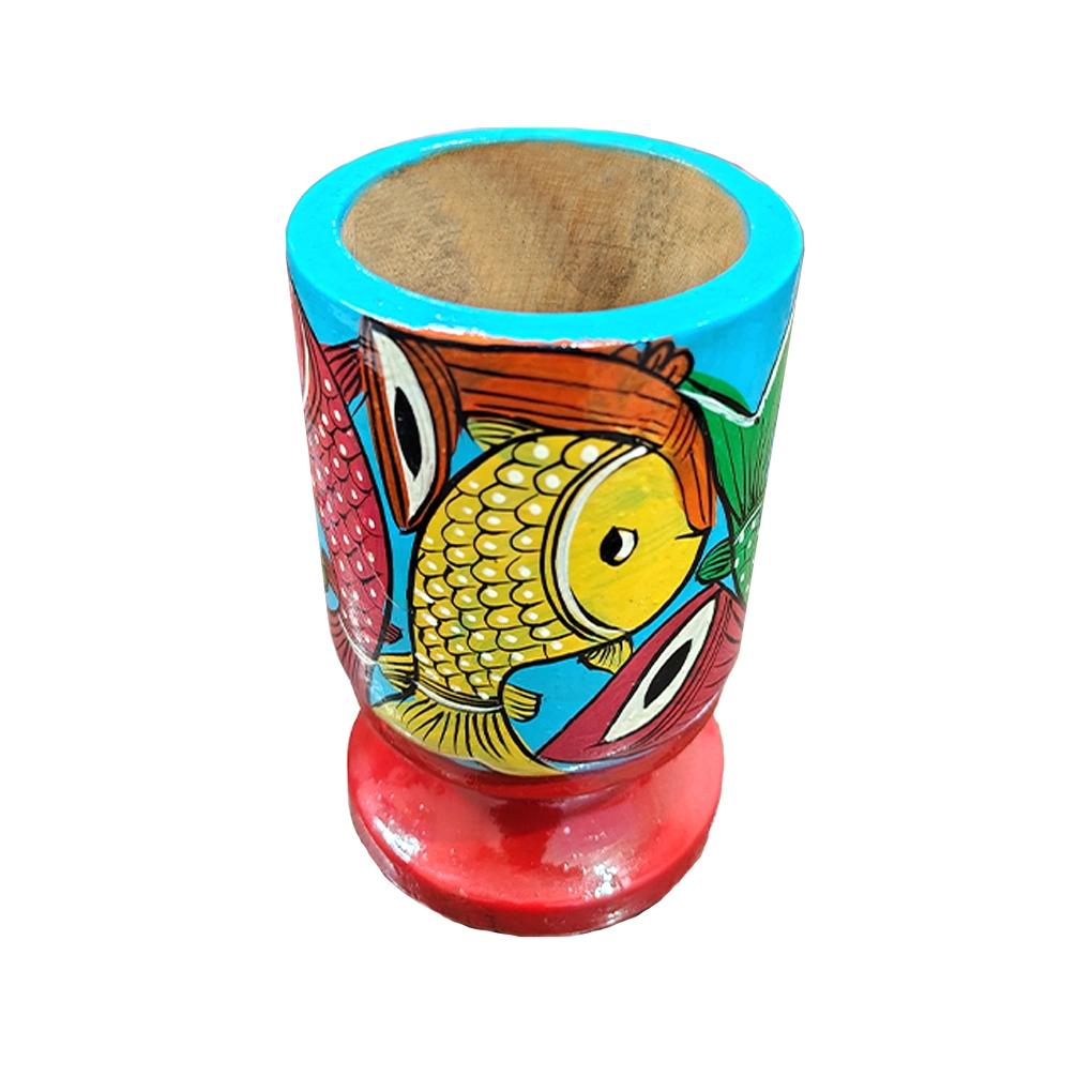 Hand-Crafted Pattachitra Wooden Pen Stand/Cutlery Holder - Image 4