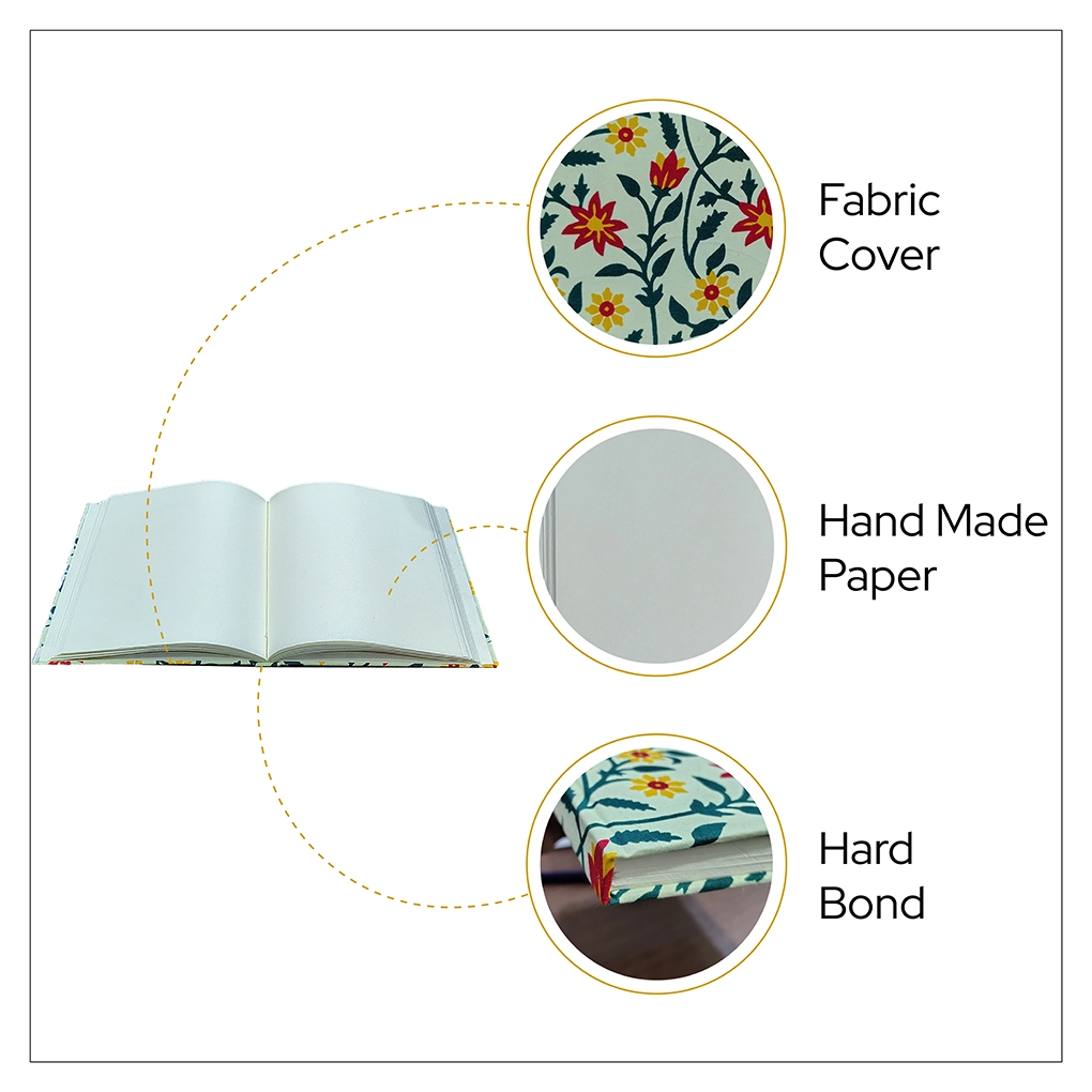 Handcrafted Hardbound Fabric Cover Diary - Image 2