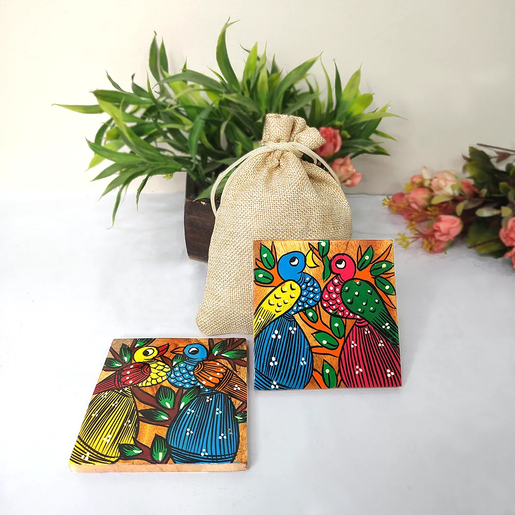 Pattachitra Design Coasters (Bird) - Set of 2