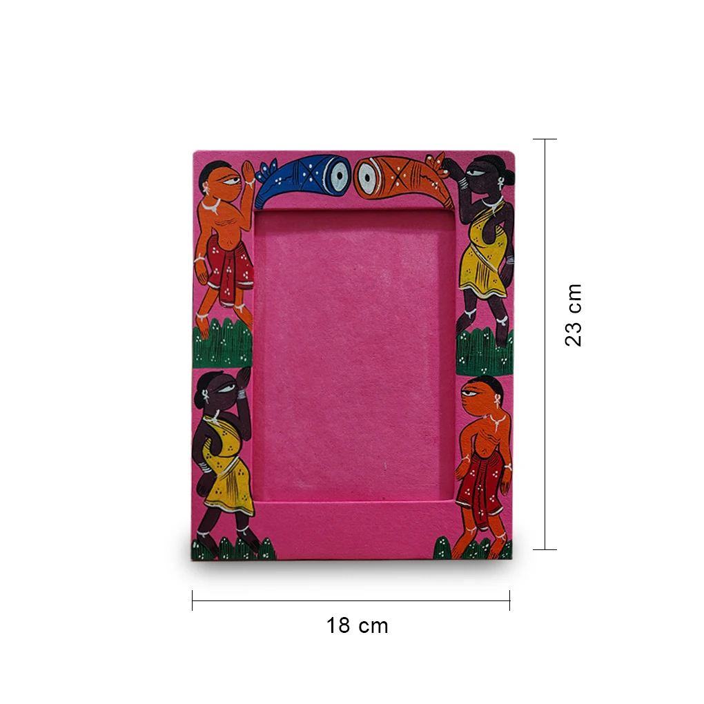 Hand-Painted Pattachitra Photo Frame - Tribal Design - Image 2