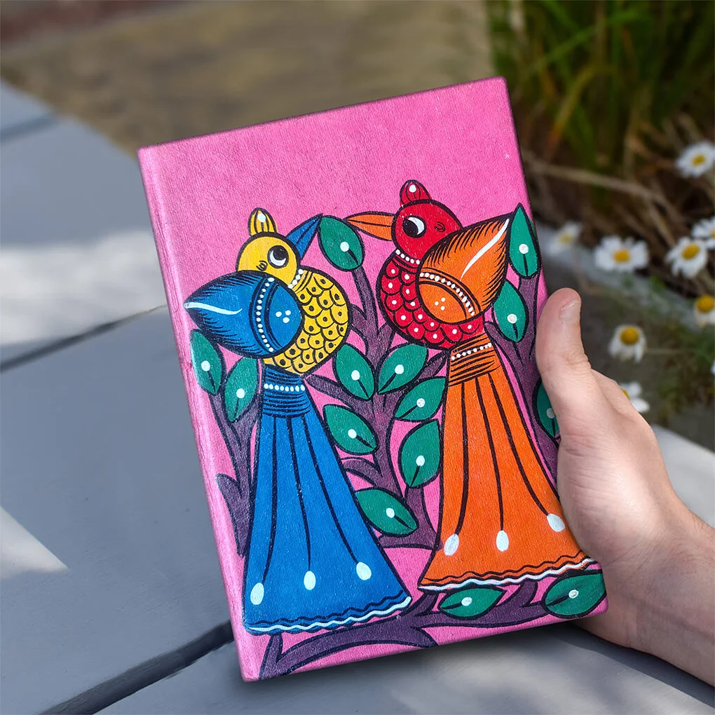 Hand-Painted Pattachitra Diary - bird design