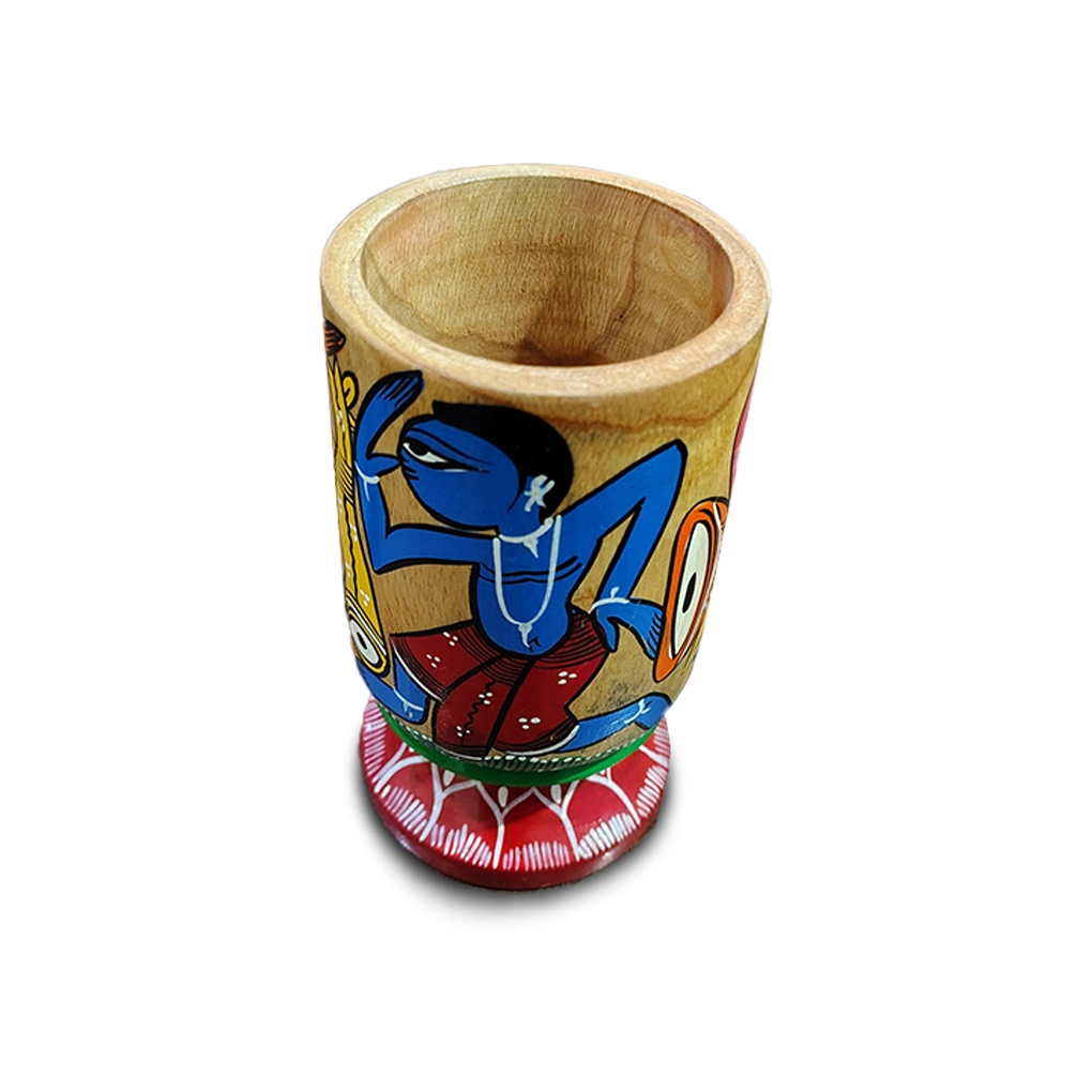 Hand-Painted Pattachitra Wooden Pen Stand/Cutlery Holder - Image 5