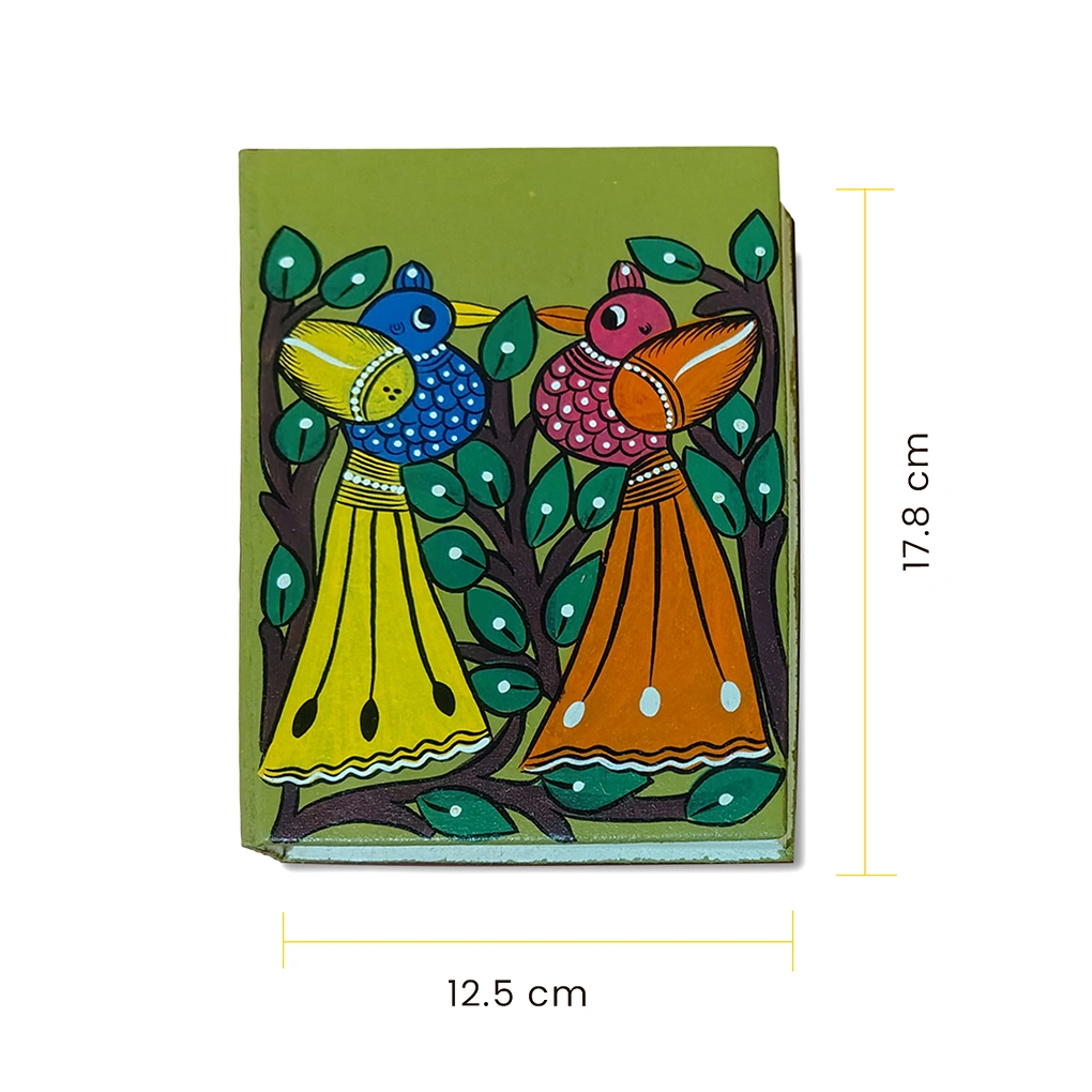 Hand-Painted Pattachitra Diary - bird design - Image 3