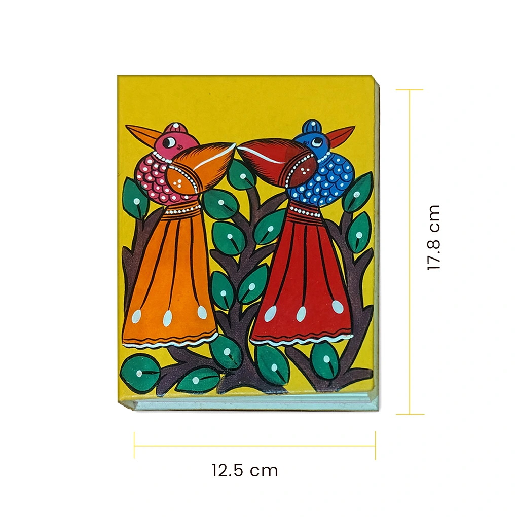 Hand-Painted Pattachitra Diary - Bird design - Image 3