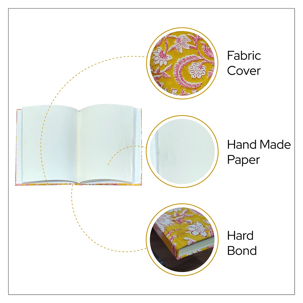 Handcrafted Hardbound Fabric Cover Diary - Image 2