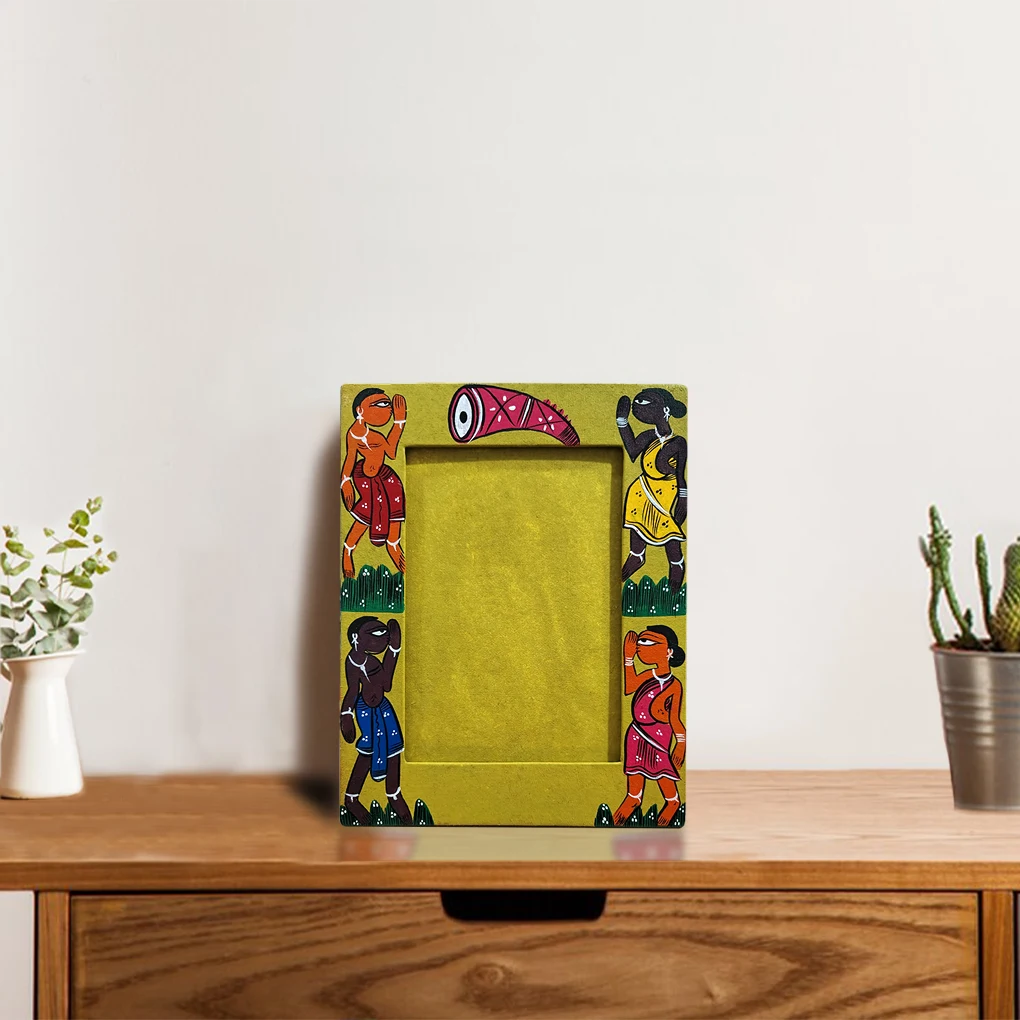 Hand-Painted Pattachitra Photo Frame - Tribal Design