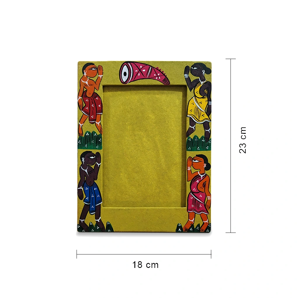 Hand-Painted Pattachitra Photo Frame - Tribal Design - Image 2