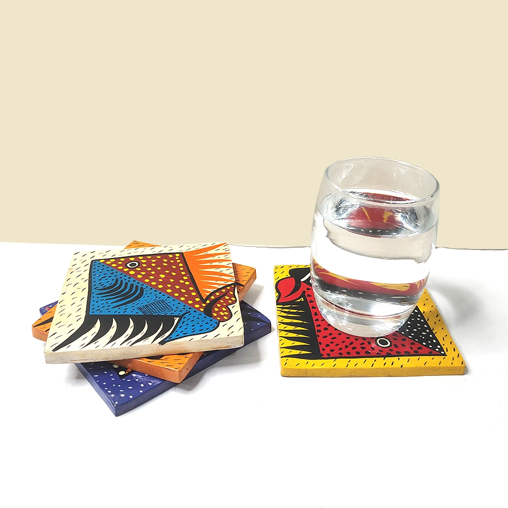 Hand-Painted Wooden Coasters - Set Of 4 - Image 3