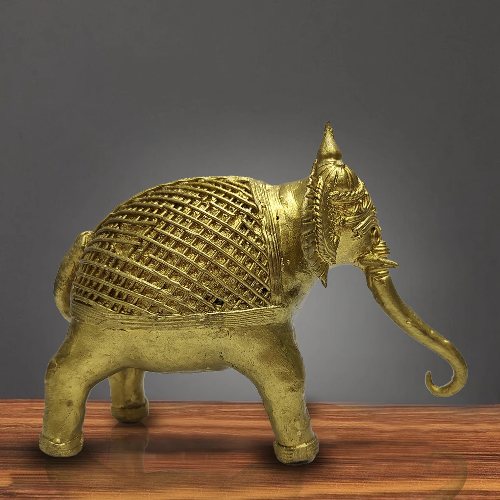 Dhokra Art Brass Elephant | Handcrafted Decor & Vastu Showpiece - Image 3