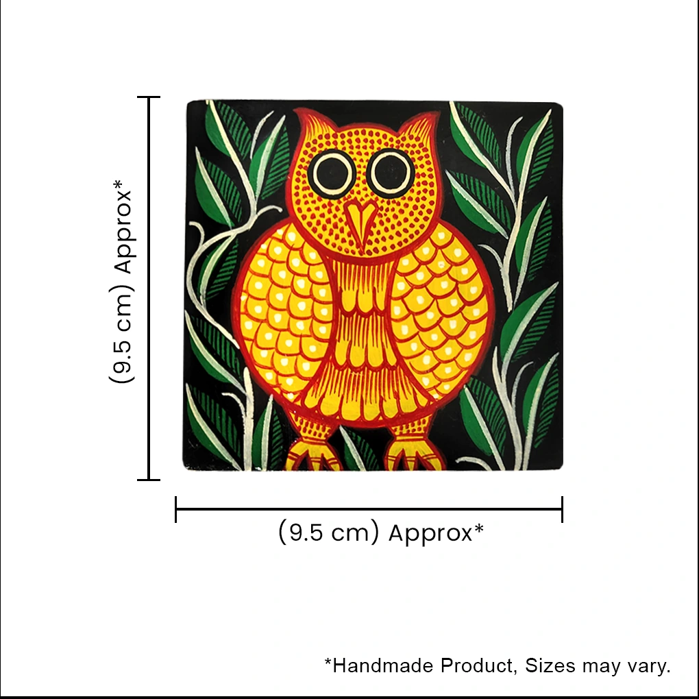 Hand-Painted Pattachitra Wooden Coasters (Set of 4) - Image 5