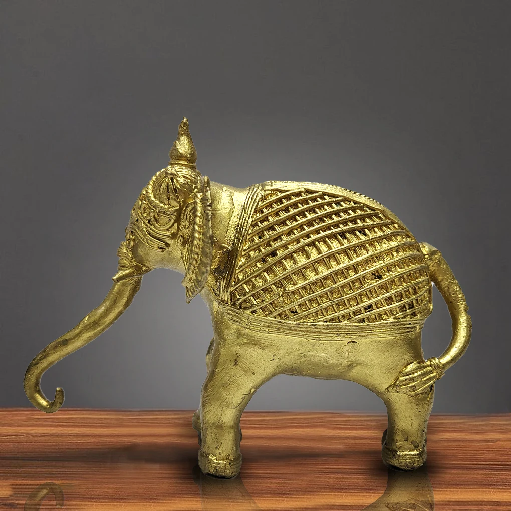 Dhokra Art Brass Elephant | Handcrafted Decor & Vastu Showpiece