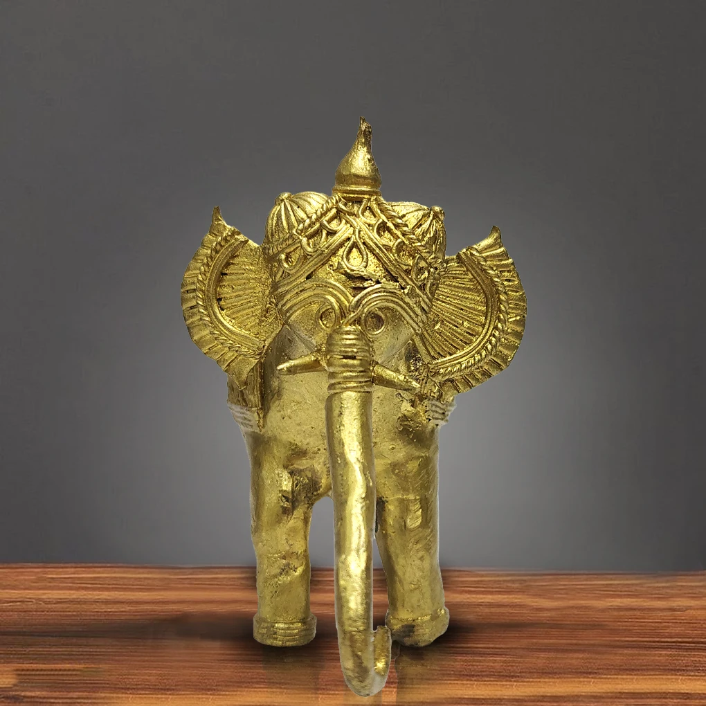 Dhokra Art Brass Elephant | Handcrafted Decor & Vastu Showpiece - Image 2