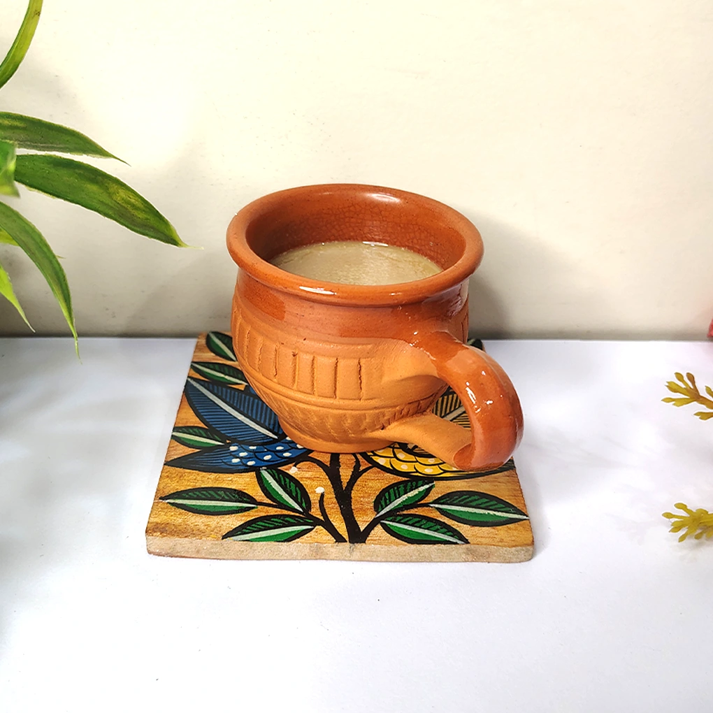 Hand-Painted Pattachitra Wooden Coasters (Set of 4) - Image 4