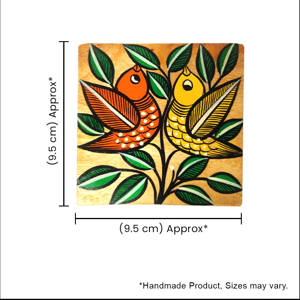 Hand-Painted Pattachitra Wooden Coasters (Set of 4) - Image 5