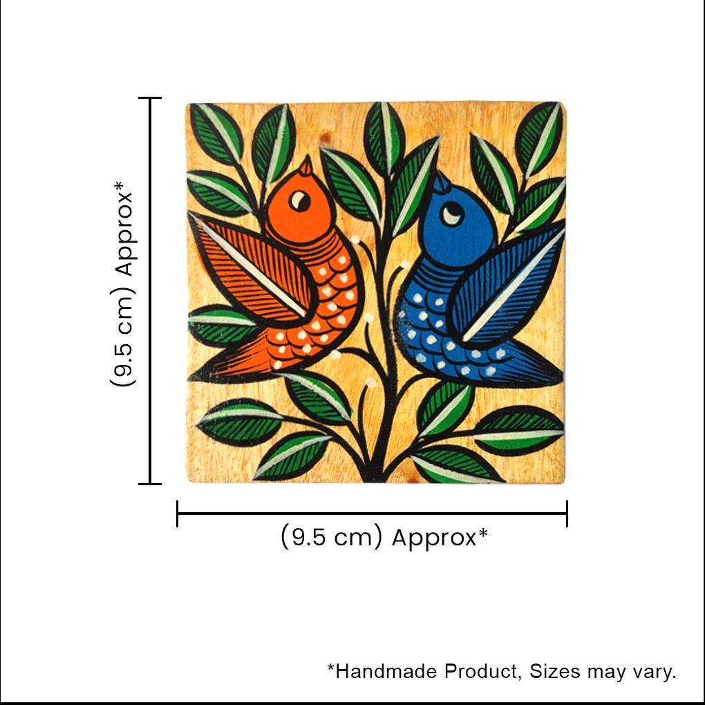 Hand-Painted Pattachitra Wooden Coasters (Set of 2) - Image 5