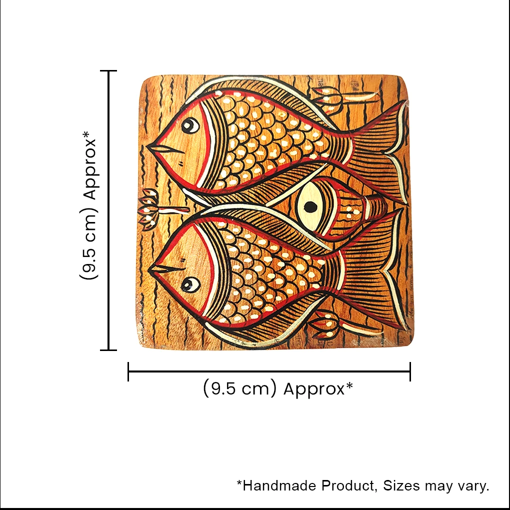 Hand-Painted Pattachitra Wooden Coasters (Set of 2) - Image 5