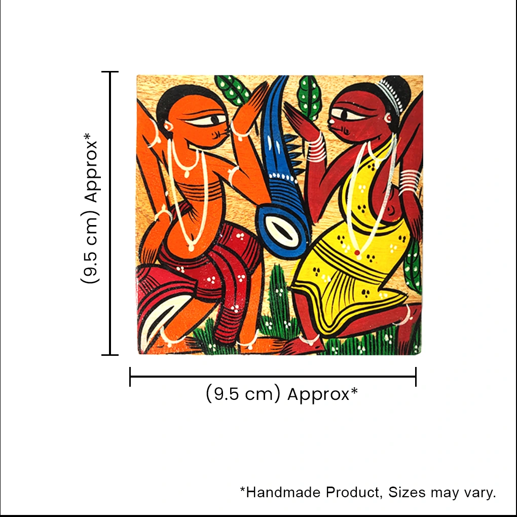 Hand-Painted Pattachitra Wooden Coasters (Set of 2) - Image 5