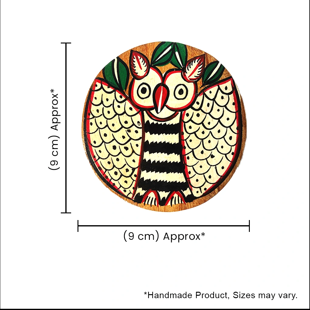 Hand-Painted Pattachitra Wooden Coasters (Set of 2) - Image 5
