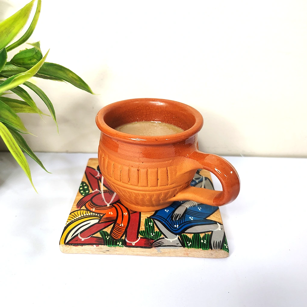 Hand-Painted Pattchitra Wooden Coasters (Set of 4) - Image 4