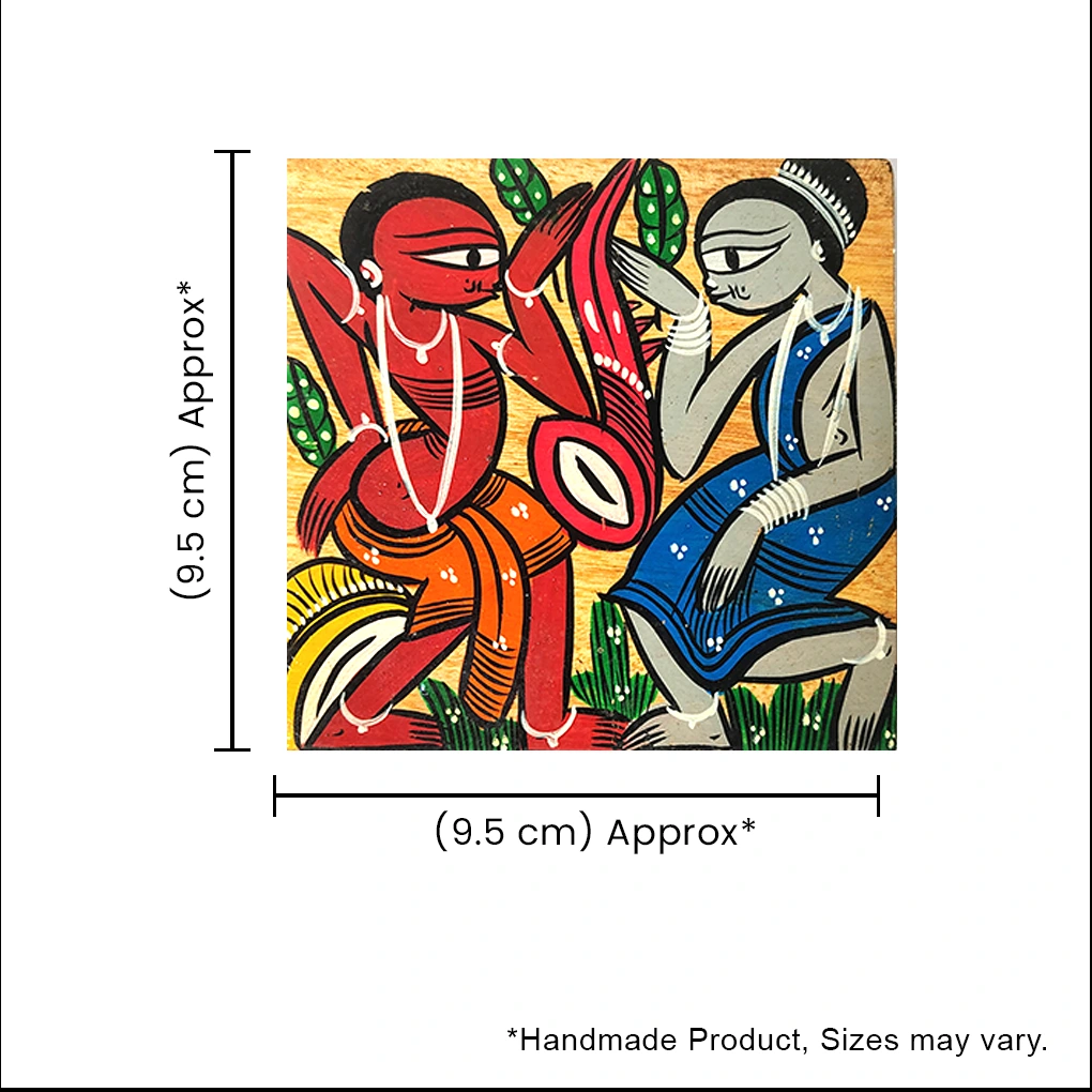 Hand-Painted Pattchitra Wooden Coasters (Set of 4) - Image 5