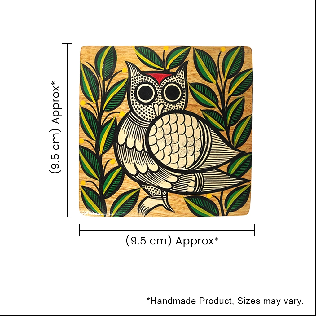 Hand-Painted Pattachitra Wooden Coasters (SET OF 2) - Image 5