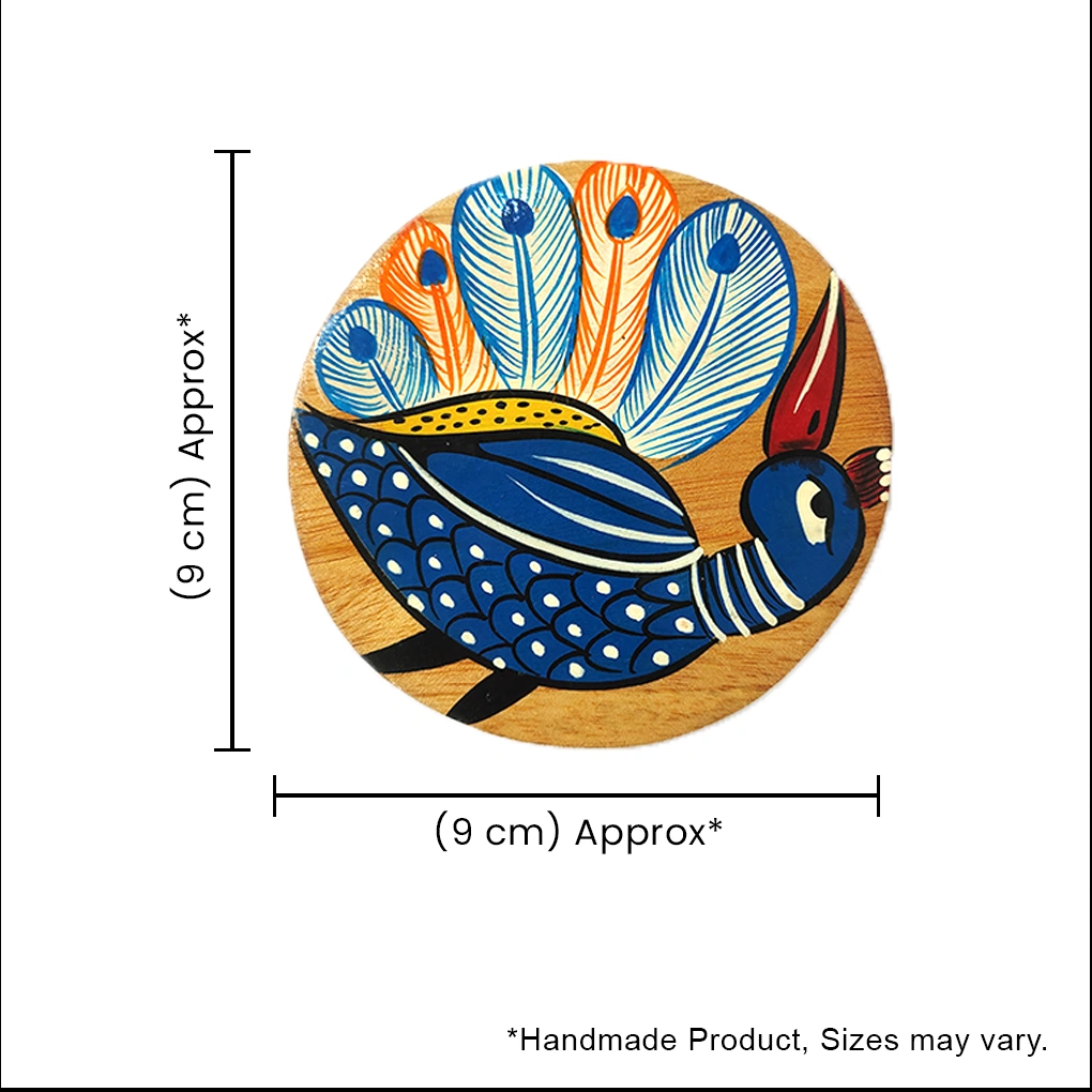 Hand-Painted Pattachitra Wooden Coasters (Set of 4) - Image 5
