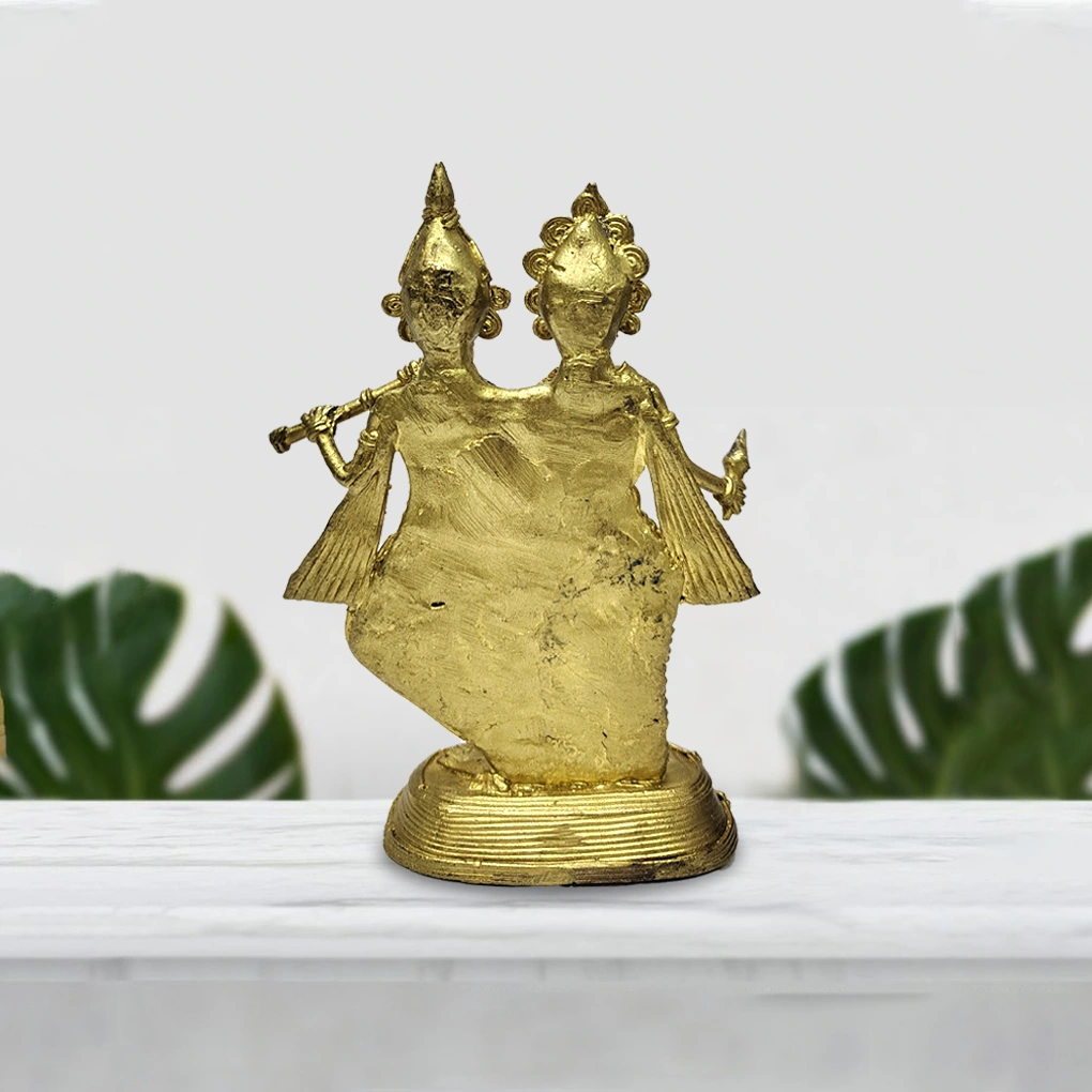 Brass Divine Radha Krishna Idol | Handcrafted Murti For Temple & Home Decor - Image 3