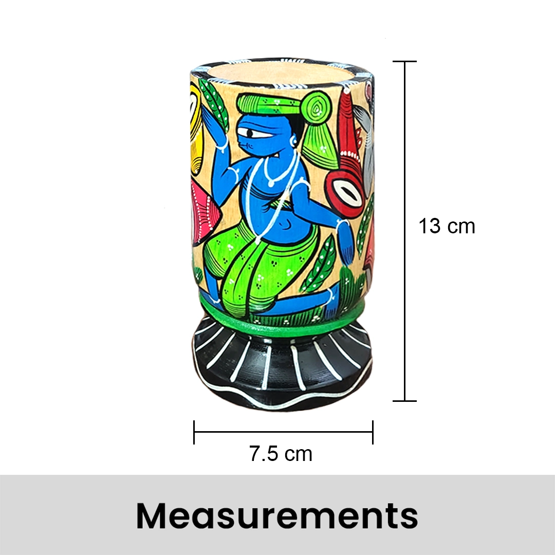 Hand-Crafted Pattachitra Wooden Pen Stand/Cutlery Holder - Image 3