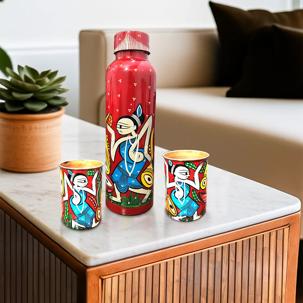 Copper Bottle With 2 Glasses - Image 2