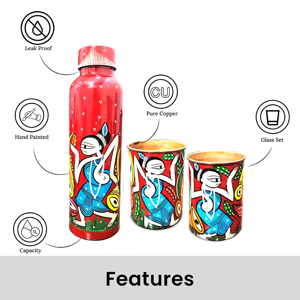 Copper Bottle With 2 Glasses - Image 4