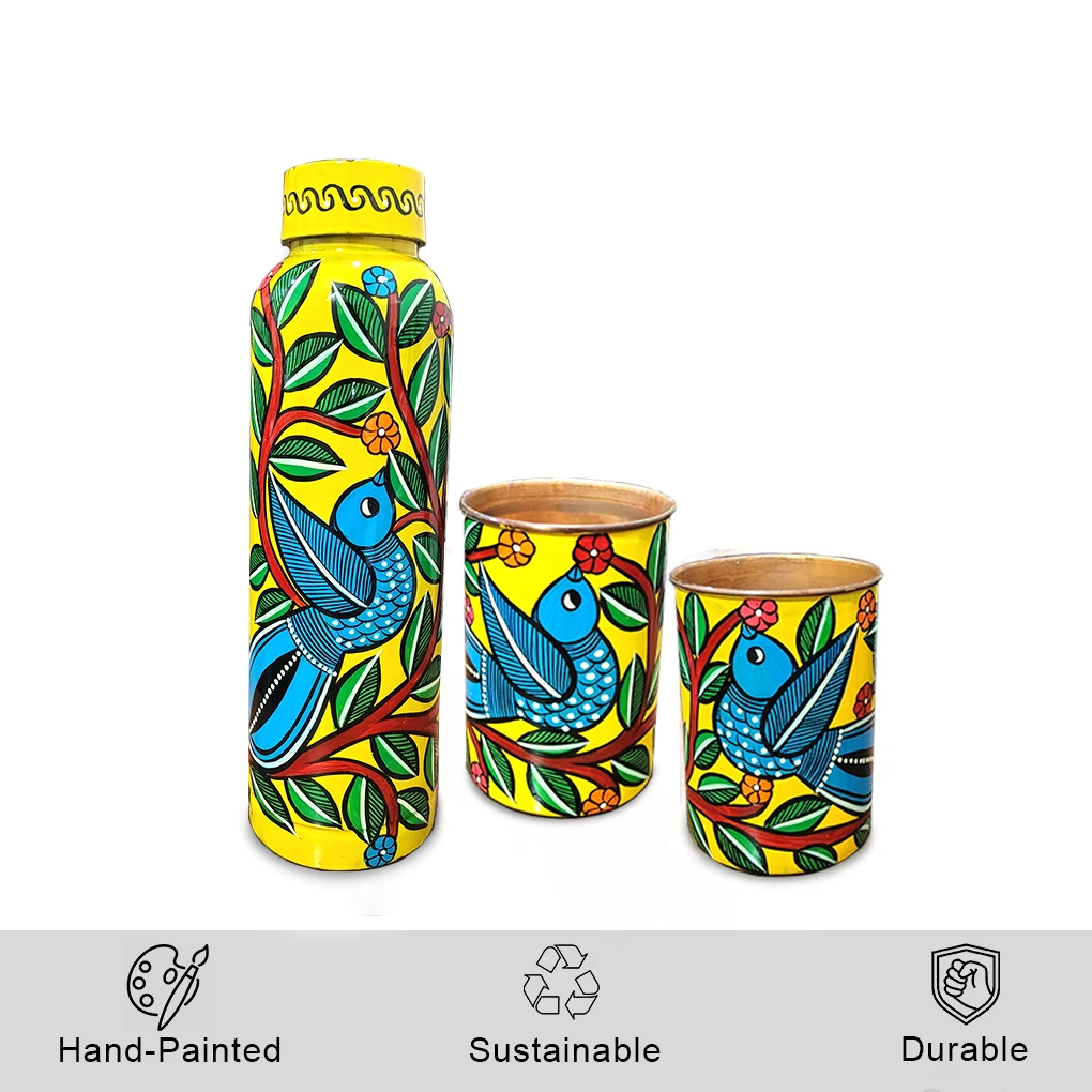 Copper Bottle With 2 Glasses - Image 3